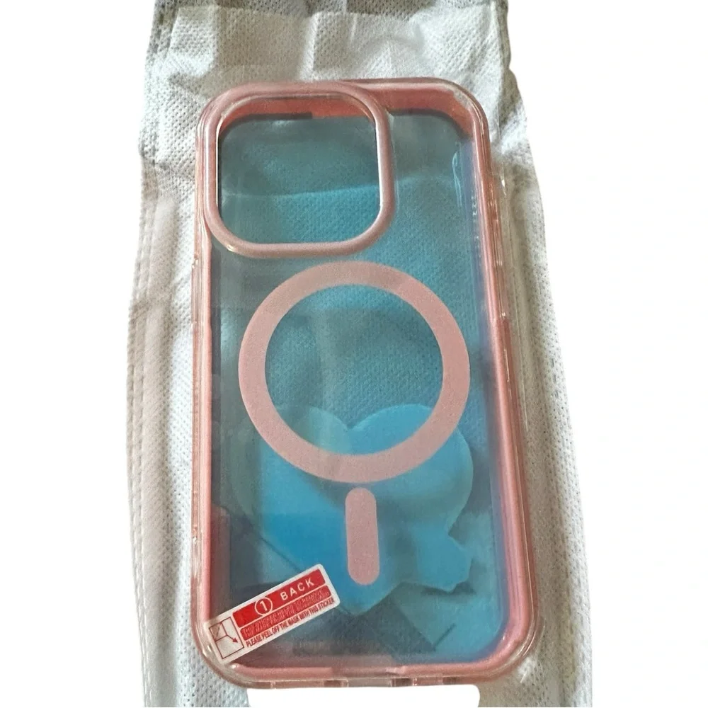 iPhone 15 Pro pink clear mag safe case new